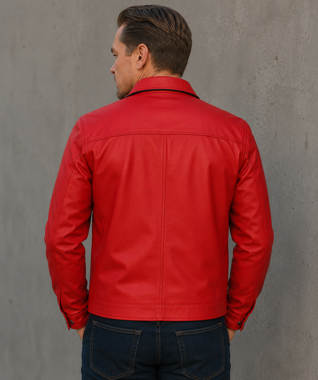 Hollywood Jackets Red Vintage Leather Jacket for Men’s