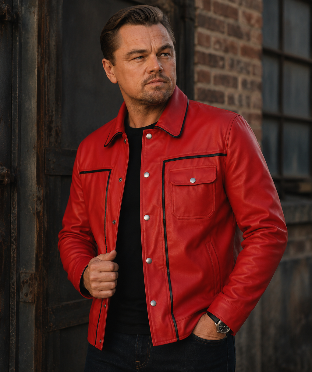 Hollywood Jackets Red Vintage Leather Jacket for Men’s