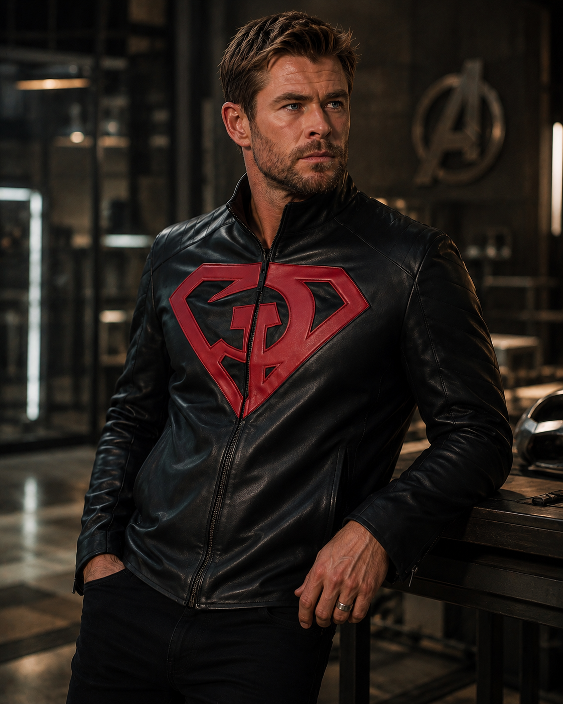 Hollywood Jackets Red Son Superman Costume Black Leather Jacket