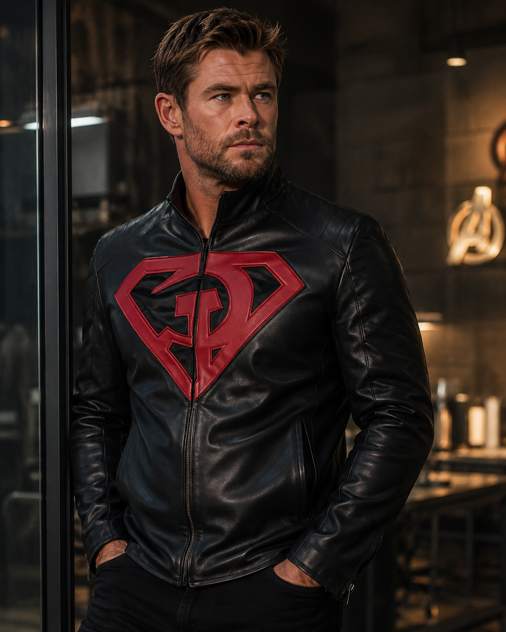 Hollywood Jackets Red Son Superman Costume Black Leather Jacket