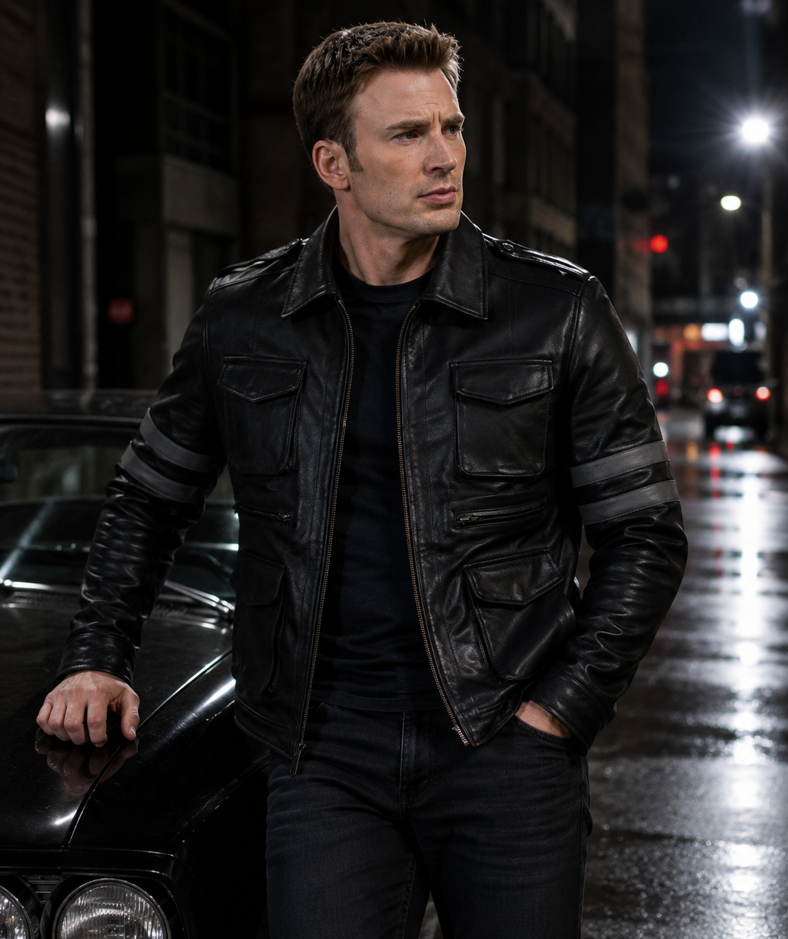 Hollywood Jackets RE 6 Black Leather Jacket