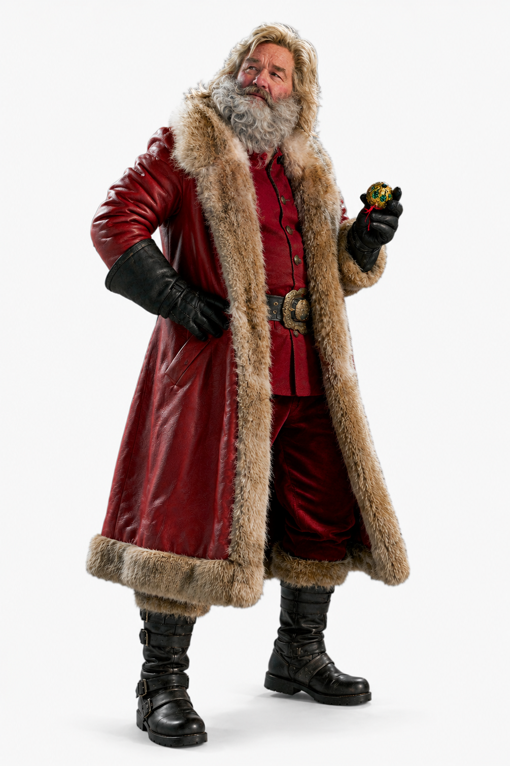 Santa Claus Fur Trim Leather Coat From The Christmas Chronicles 2