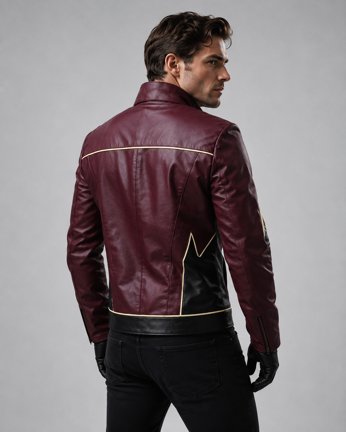 The Flash Barry Allen Maroon Leather Jacket Costume | Hollywood Jacket