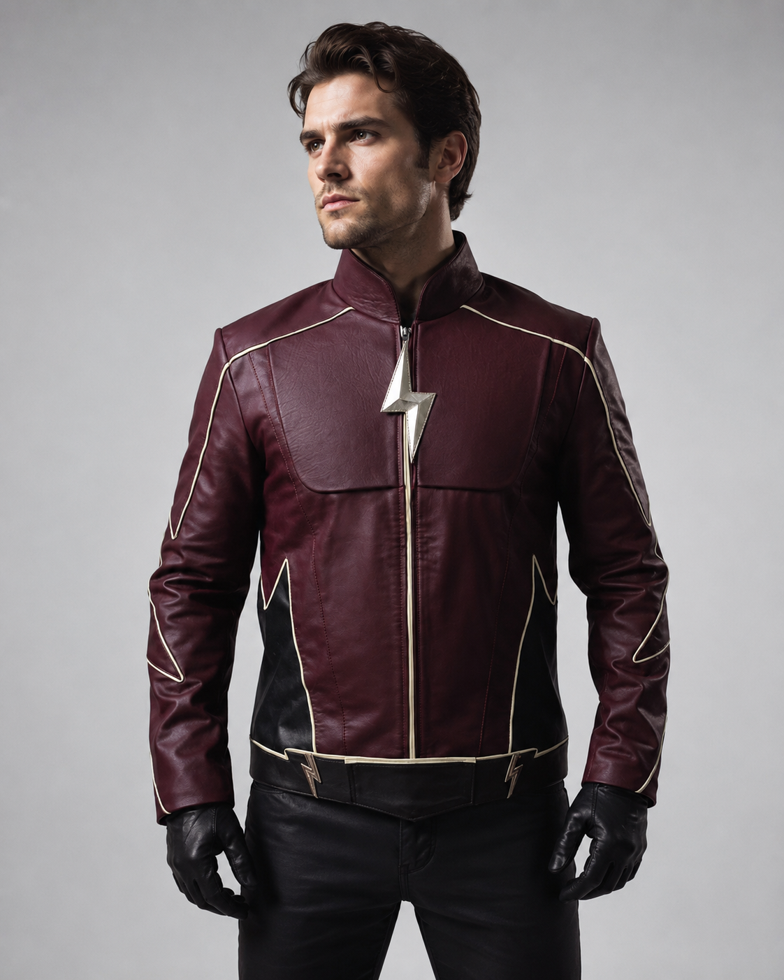 The Flash Barry Allen Maroon Leather Jacket Costume | Hollywood Jacket