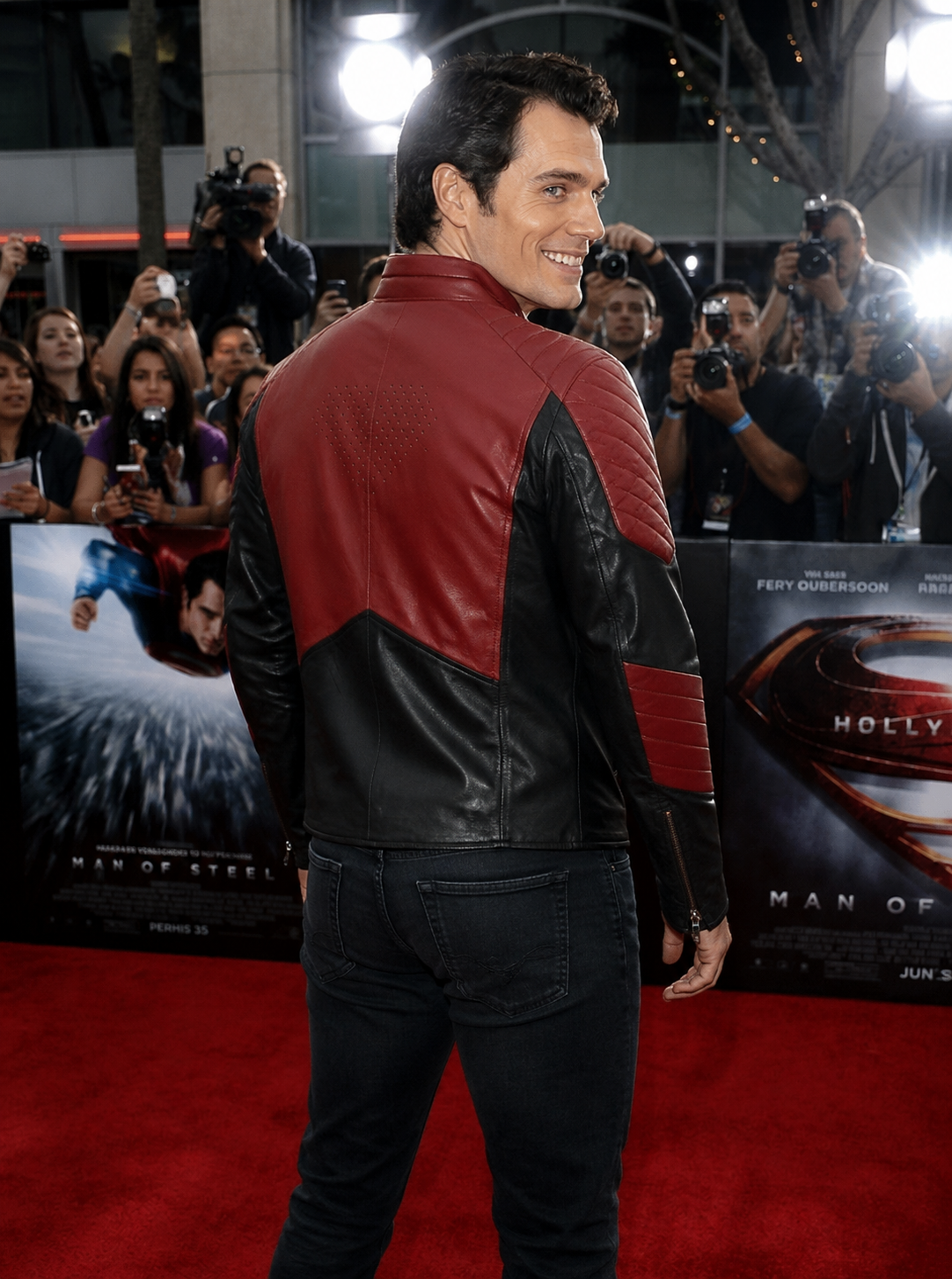 Hollywood Jackets Smallville Superman Red and Black Leather Jacket