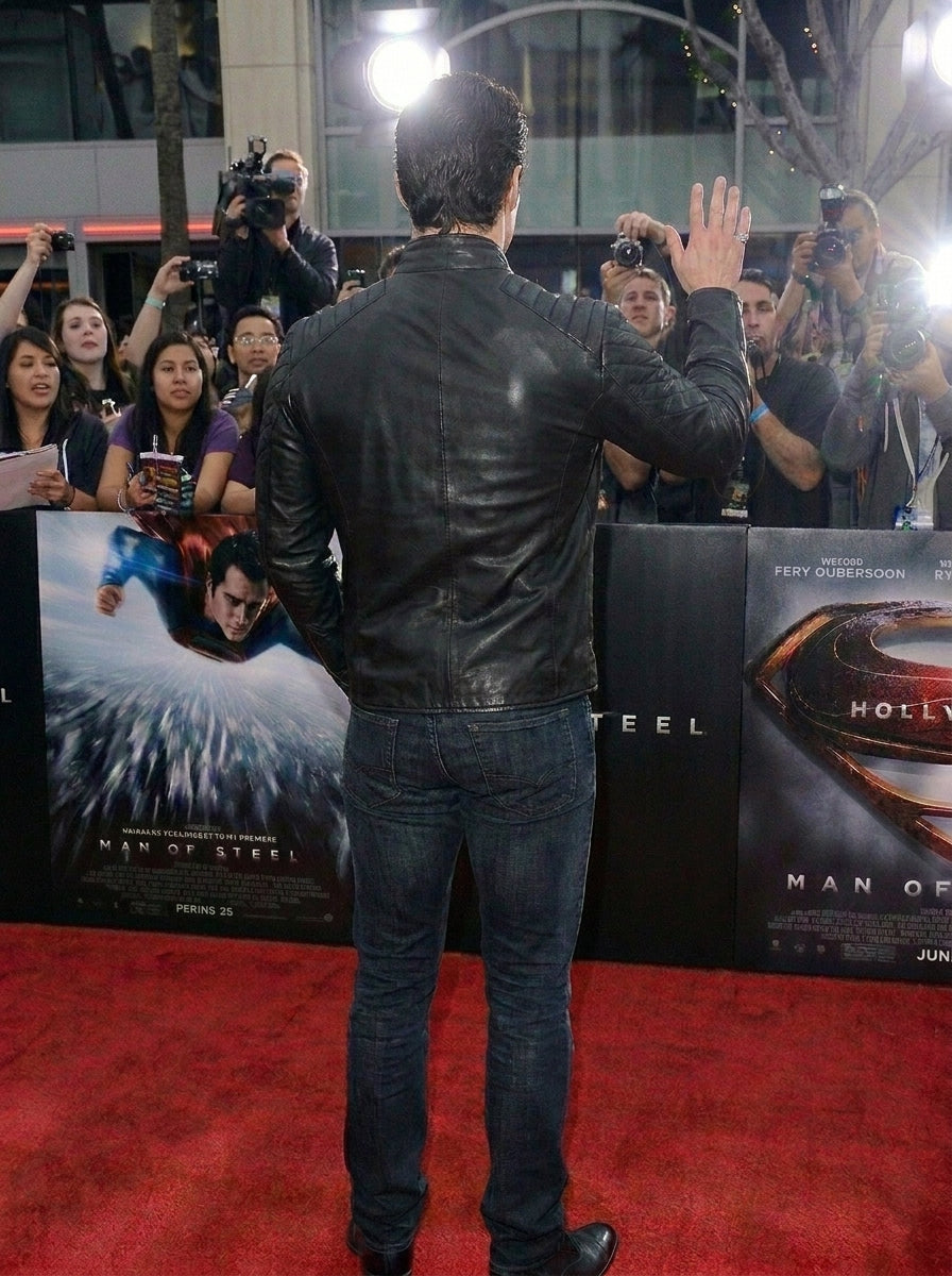 Superman Outfit Men Black Leather Jacket