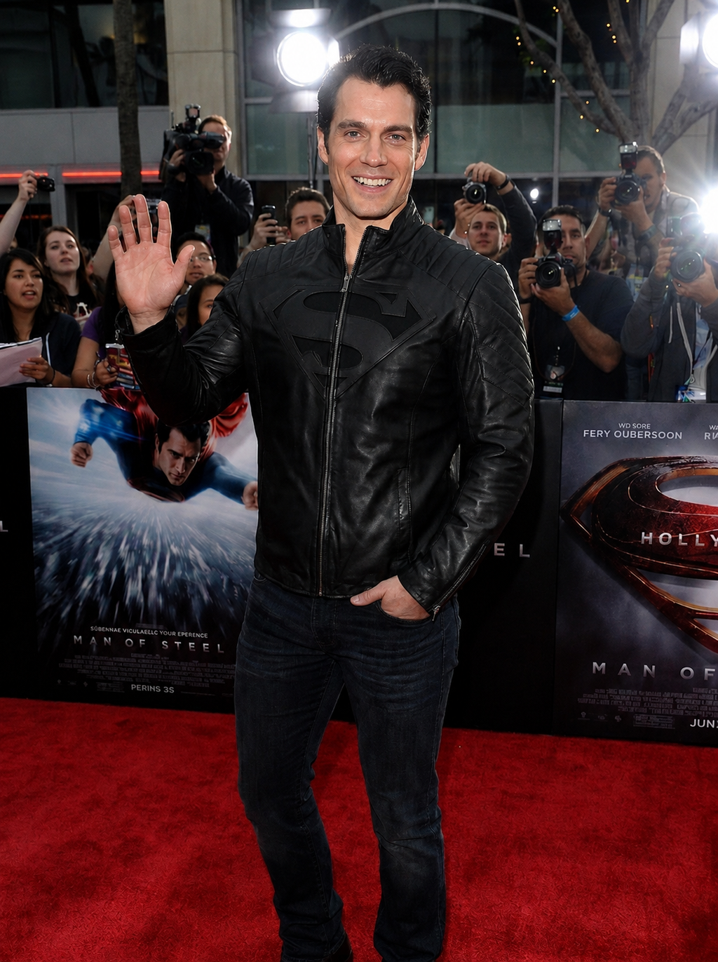 Superman Outfit Men Black Leather Jacket