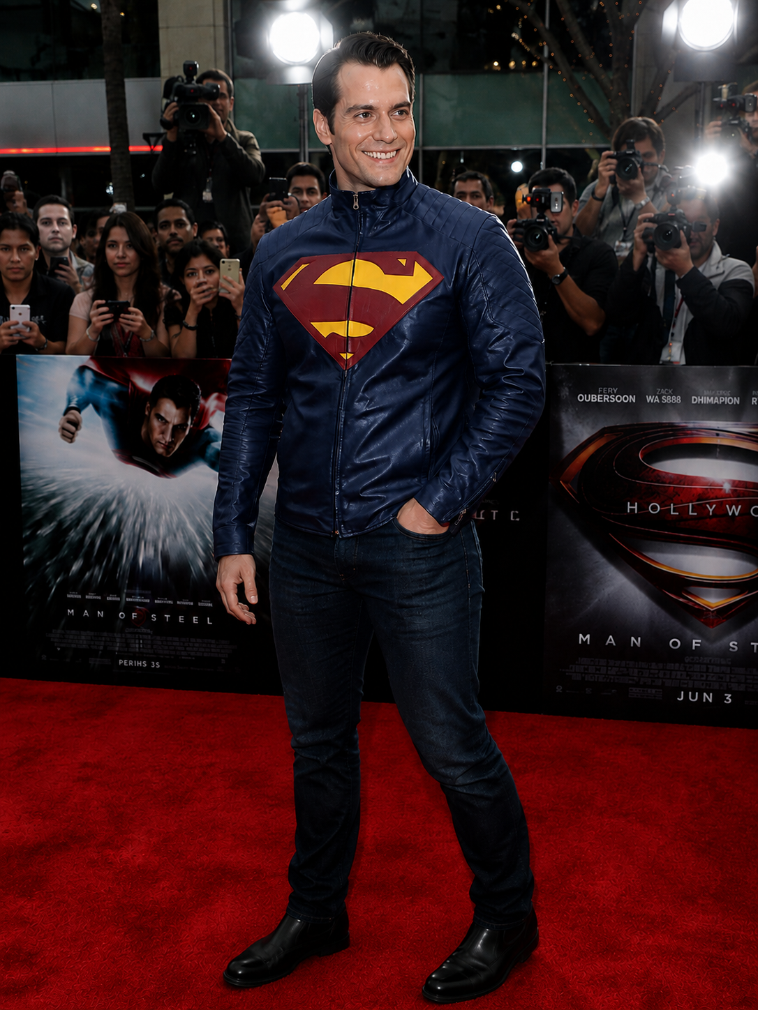Hollywood Jackets Superman Man of Steel Blue Leather Jacket