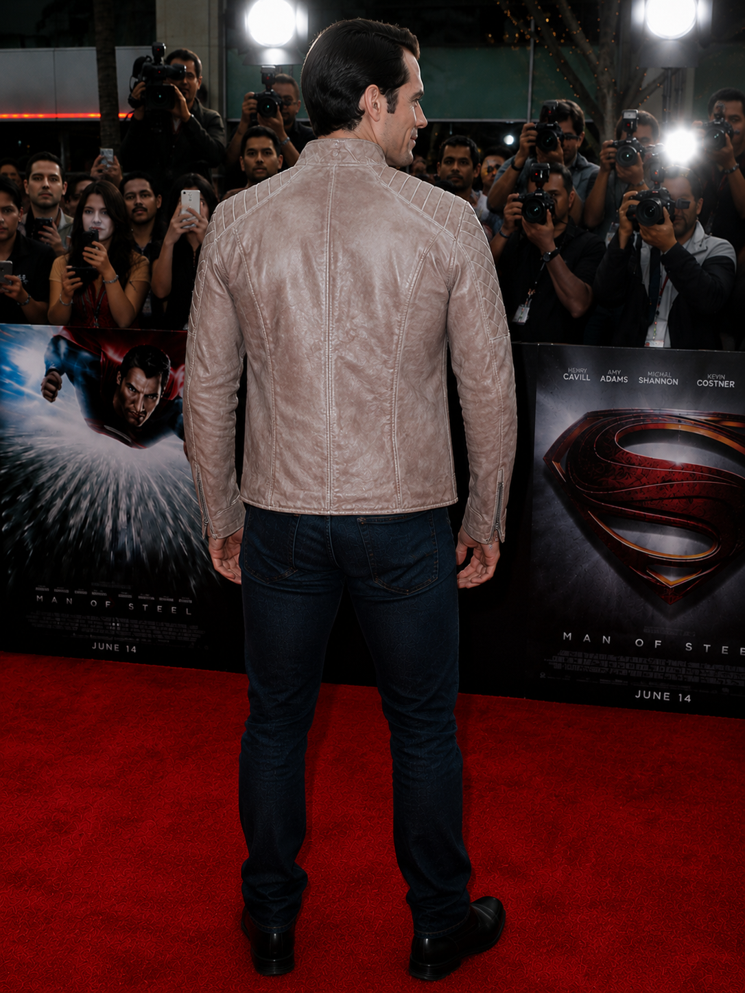 Hollywood Jackets Superman Justice League White Waxed Leather Jacket