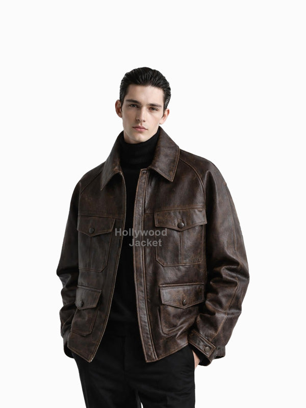 Hollywood Jacket Vintage Brown Leather Field Jacket