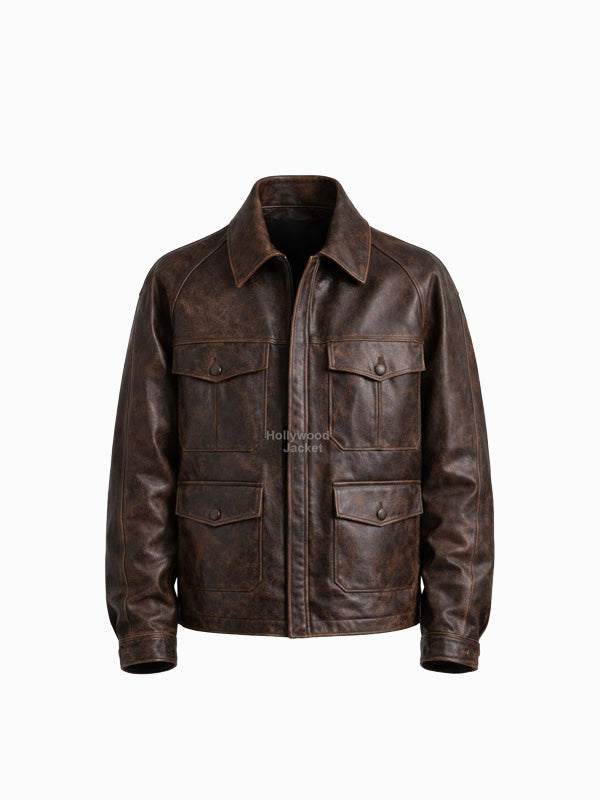 Hollywood Jacket Vintage Brown Leather Field Jacket