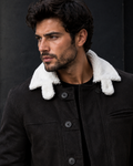 Men’s Dark Brown Shearling Leather Coat | Vintage Winter Coat