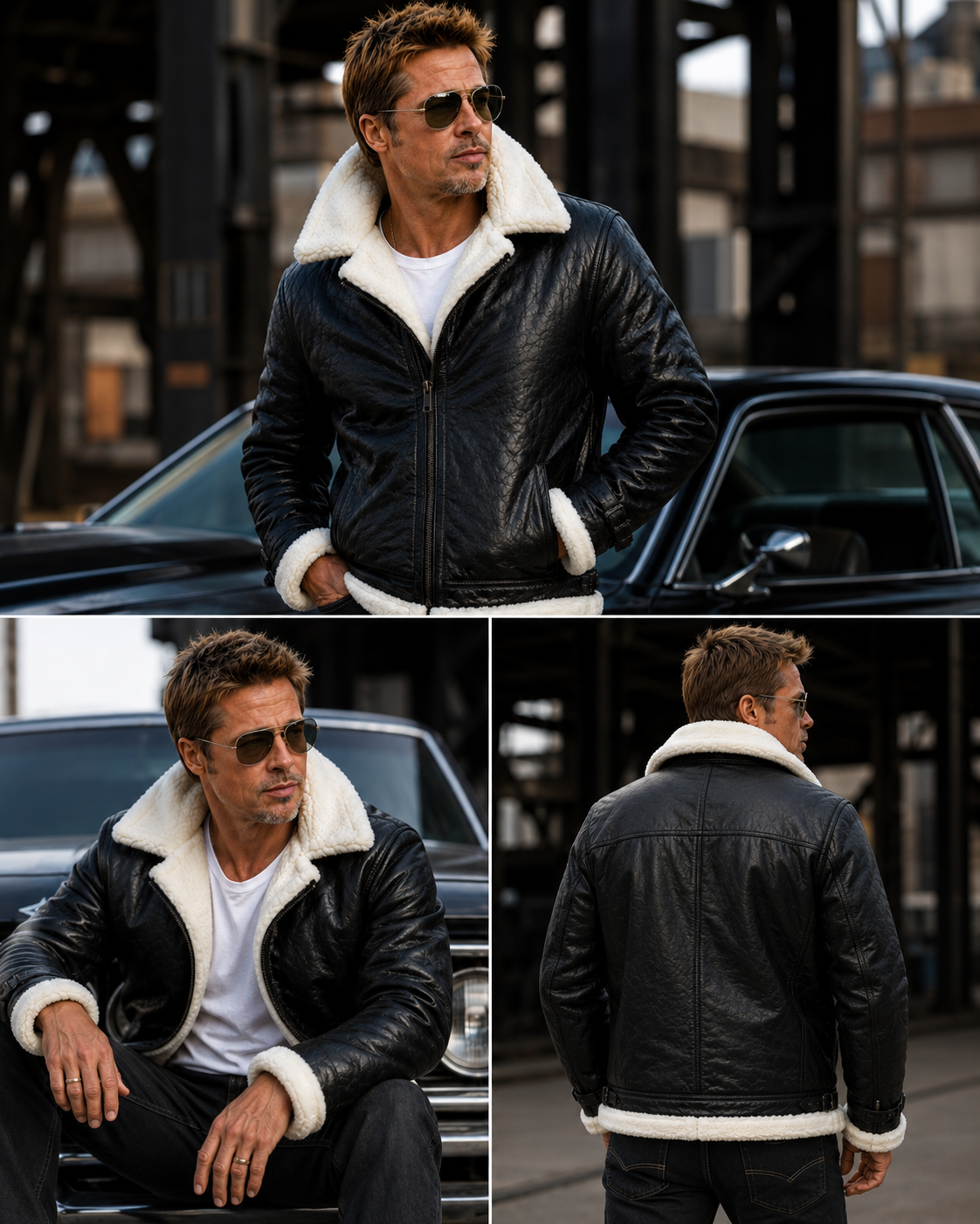 Men’s Black B3 Shearling Leather Bomber Jacket | Aviator Jacket