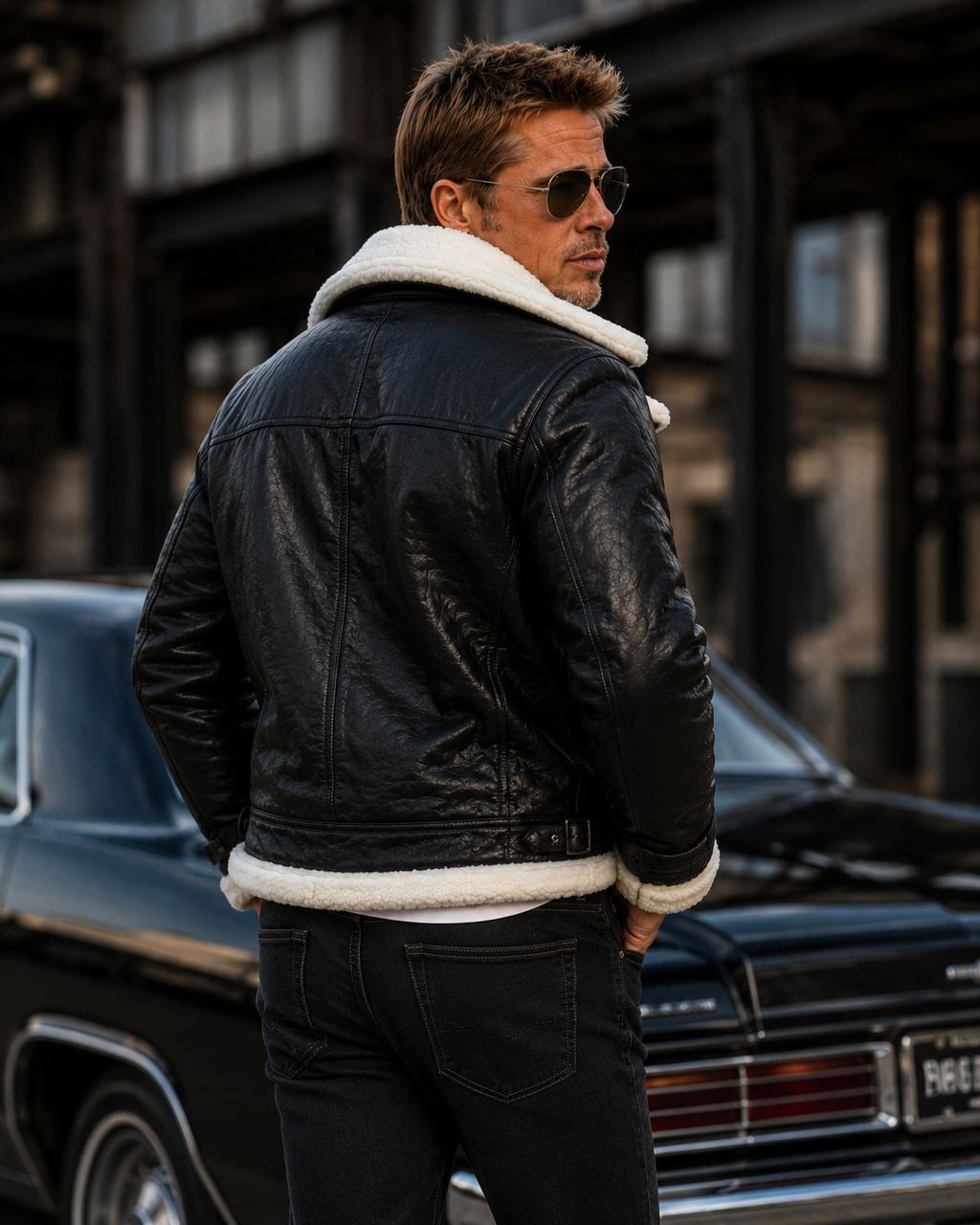 Men’s Black B3 Shearling Leather Bomber Jacket | Aviator Jacket
