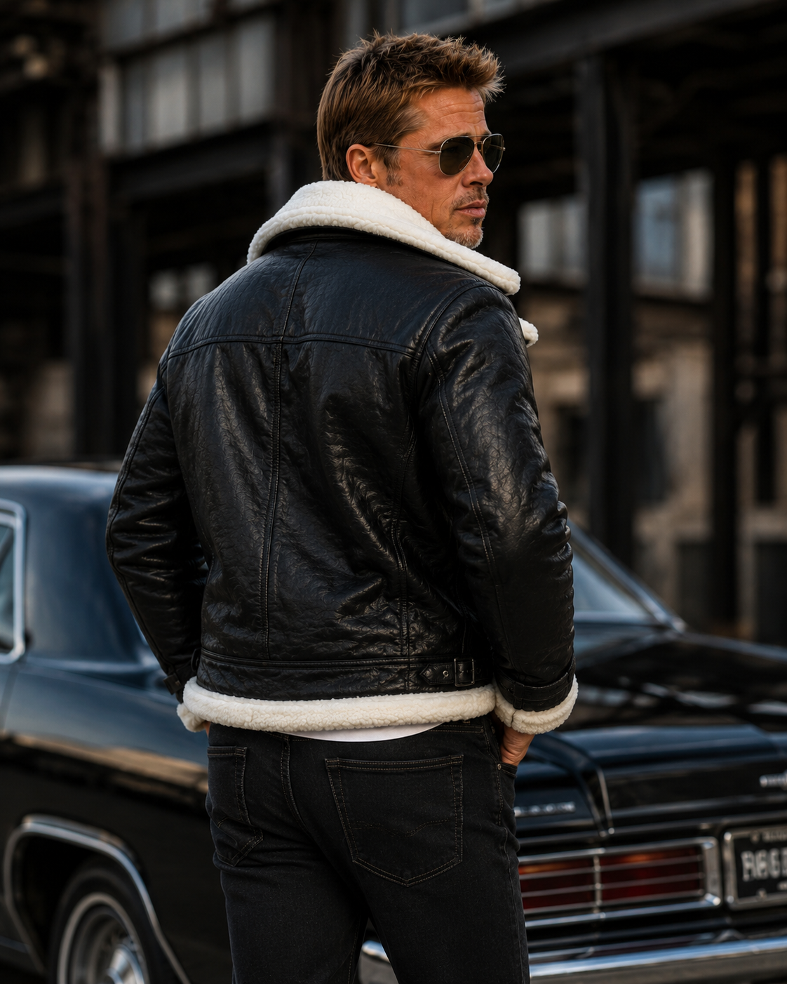 Men’s Black B3 Shearling Leather Bomber Jacket | Aviator Jacket