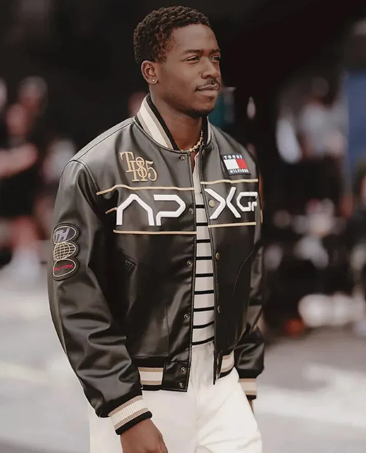 F1 Movie Damson Idris x APXGP Leather Varsity Jacket