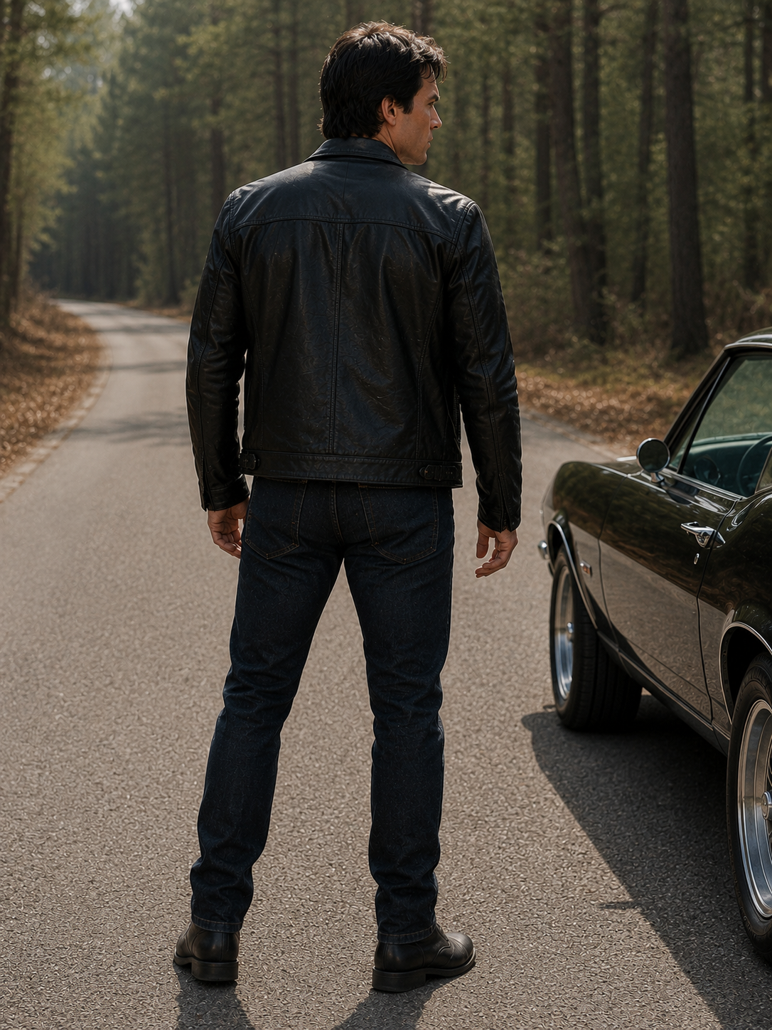 Ian Somerhalder Black Leather Biker Jacket | Premium Celebrity Jacket