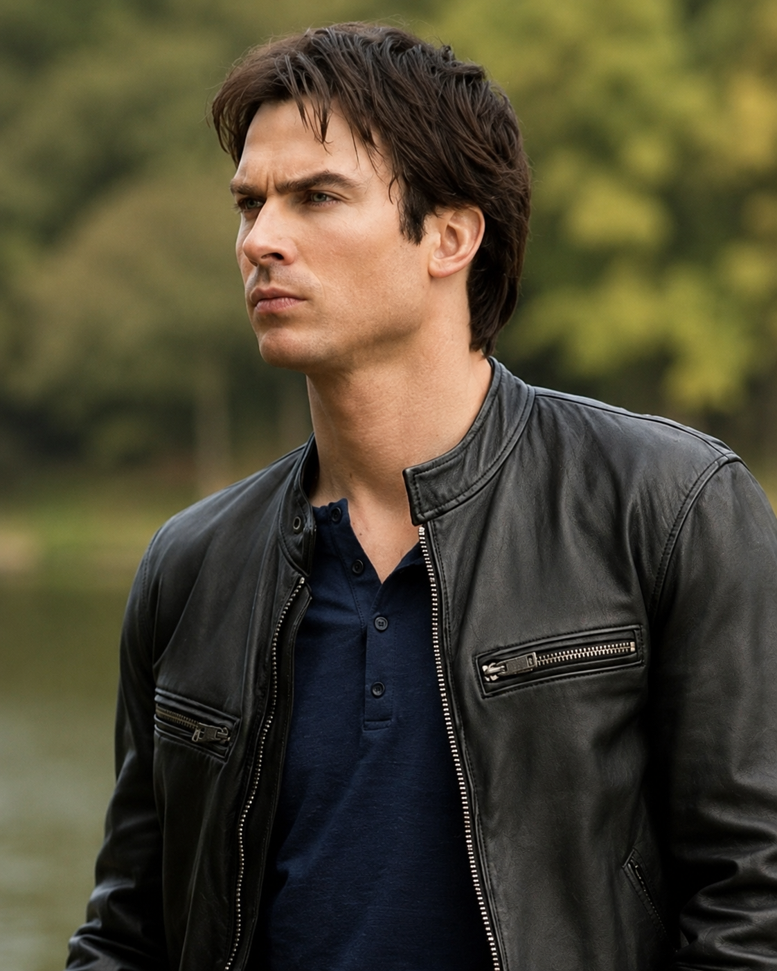 Damon Salvatore Black Leather Jacket | Vampire Diaries Jacket