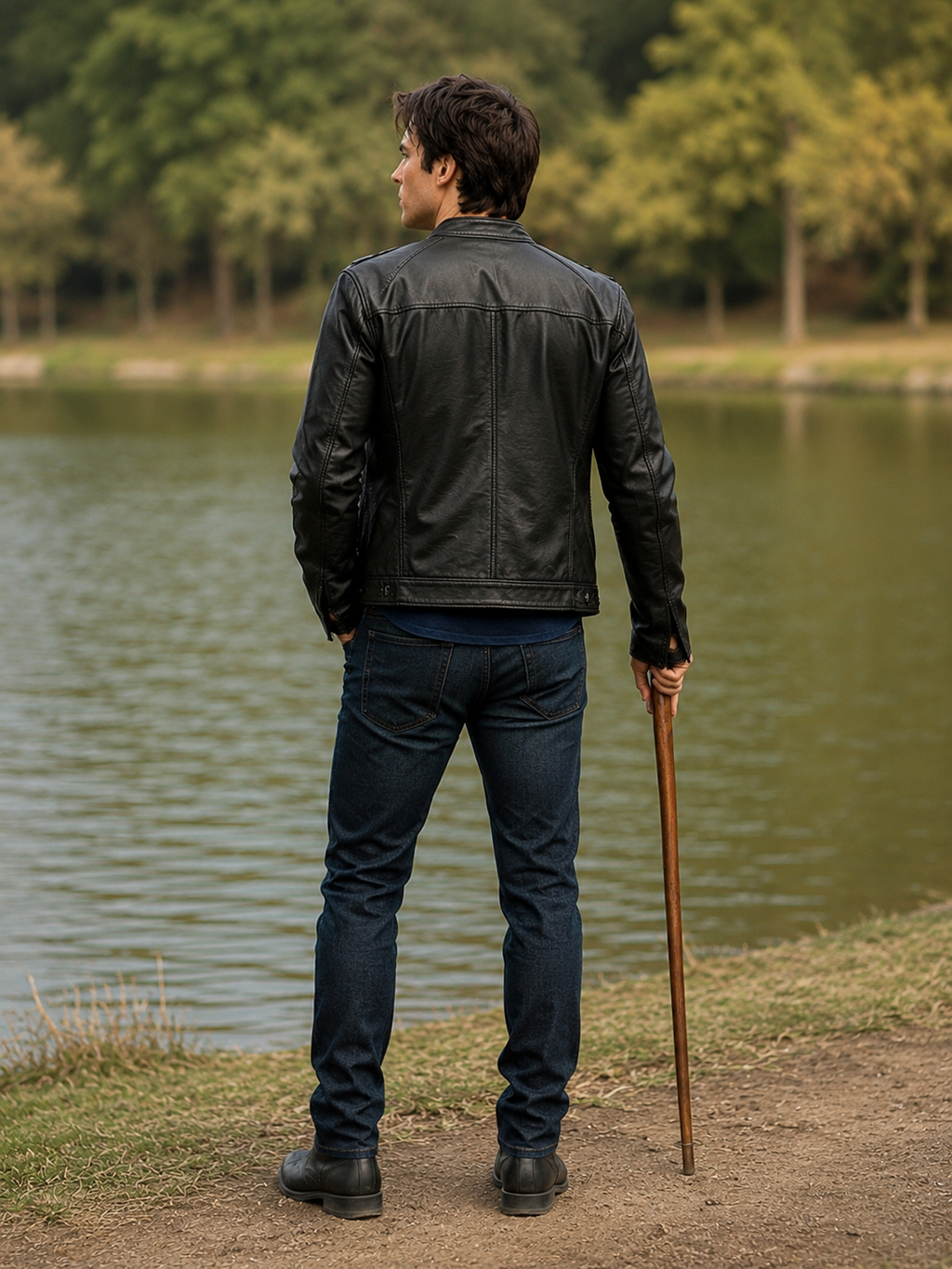 Damon Salvatore Black Leather Jacket | Vampire Diaries Jacket