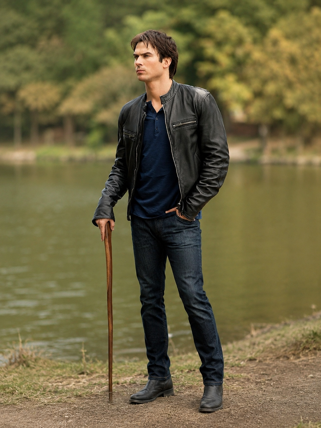 Damon Salvatore Black Leather Jacket | Vampire Diaries Jacket