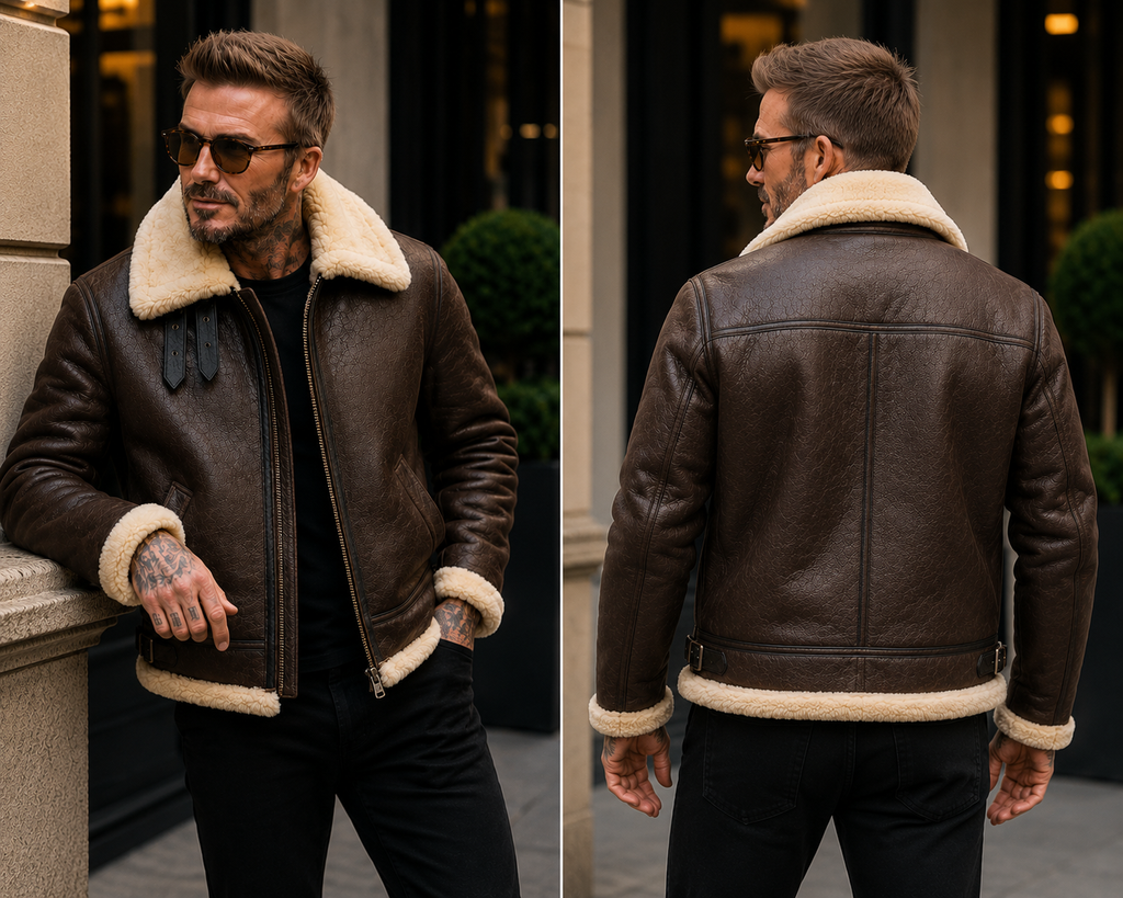 Men’s Brown Shearling B3 Bomber Leather Jacket | Celebrity Aviator Jacket