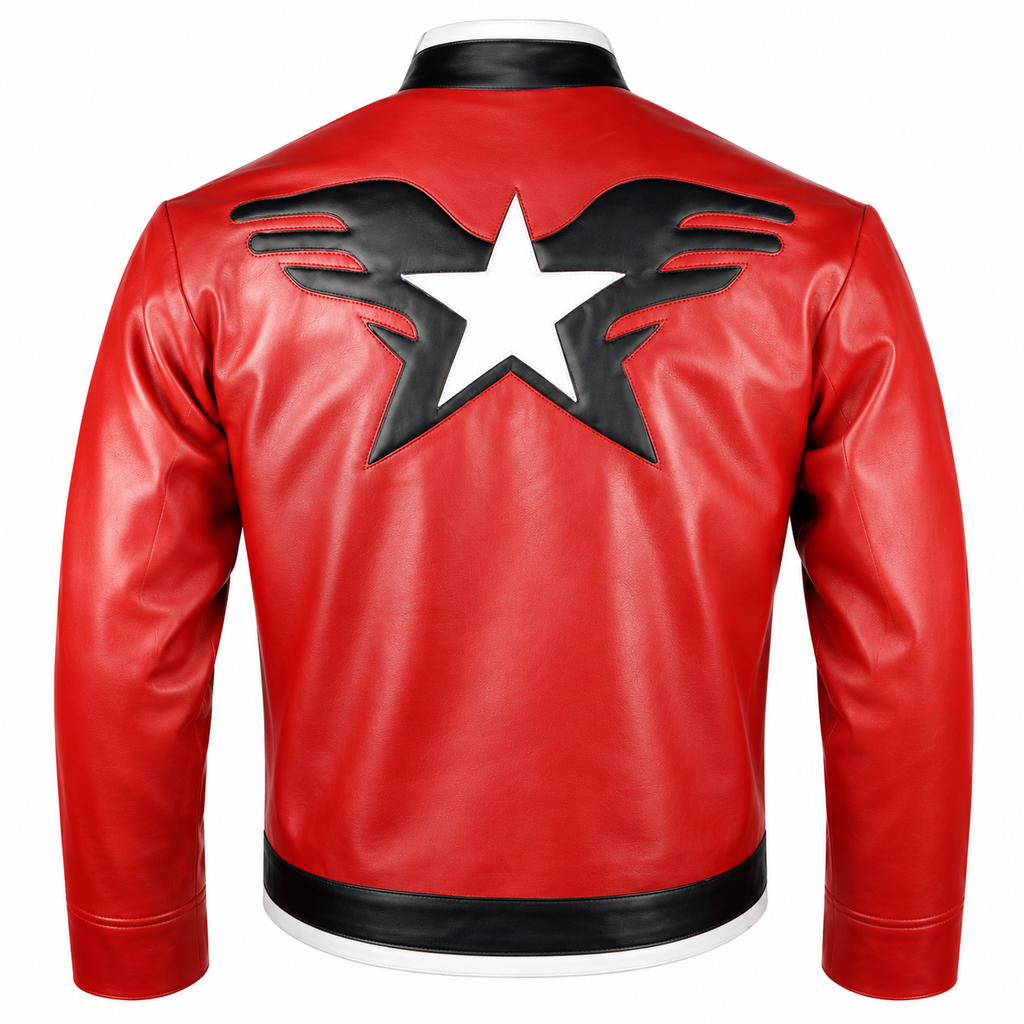 Men's Red, White and Black Star Leather Jacket | Hollywood Jackets