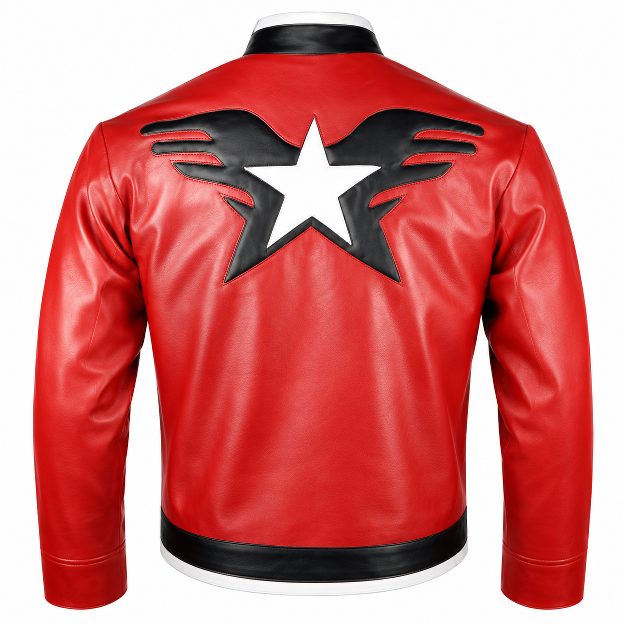 Men's Red, White and Black Star Leather Jacket | Hollywood Jackets