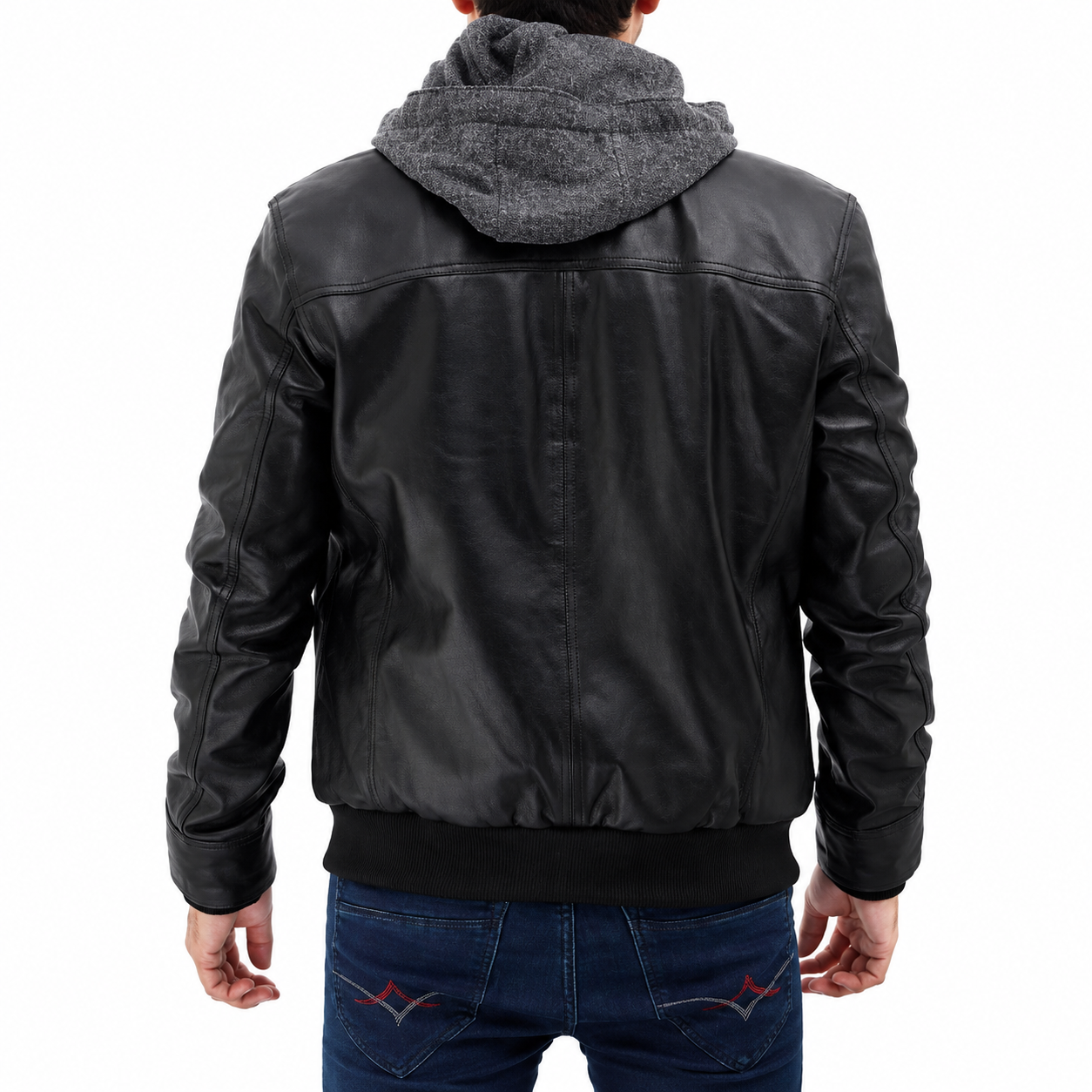 Men's Black Leather Bomber Jacket | Hollywood Jackets