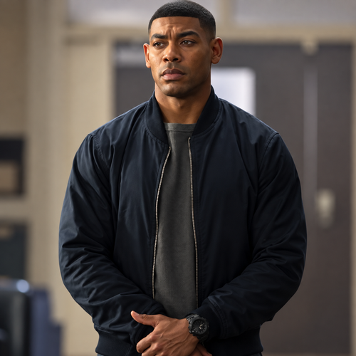 Aaron Pierre Lanterns Black Bomber Jacket