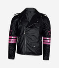 Hollywood Jacket Black & Pink Star Stripe Biker Leather Jacket