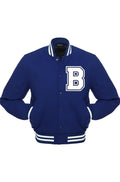 Hollywood Jacket Classic Blue Letterman Varsity Jacket Wool With B Logo Patch