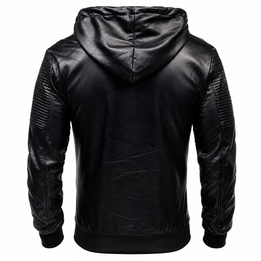 Men's Black Hooded Leather Jacket | Hollywood Jackets