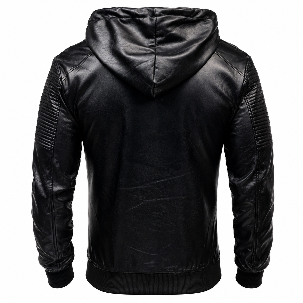 Men's Black Hooded Leather Jacket | Hollywood Jackets