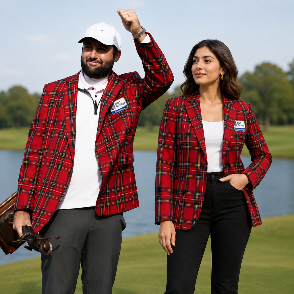 Unisex RBC Heritage Red Plaid Blazer in Classic Tartan Pattern