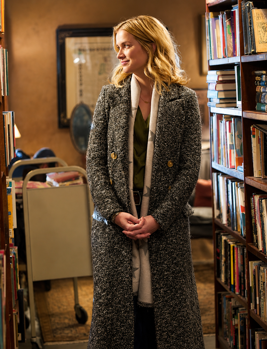Hollywood Jacket Elizabeth Lail You S01 Charcoal Grey Long Coat