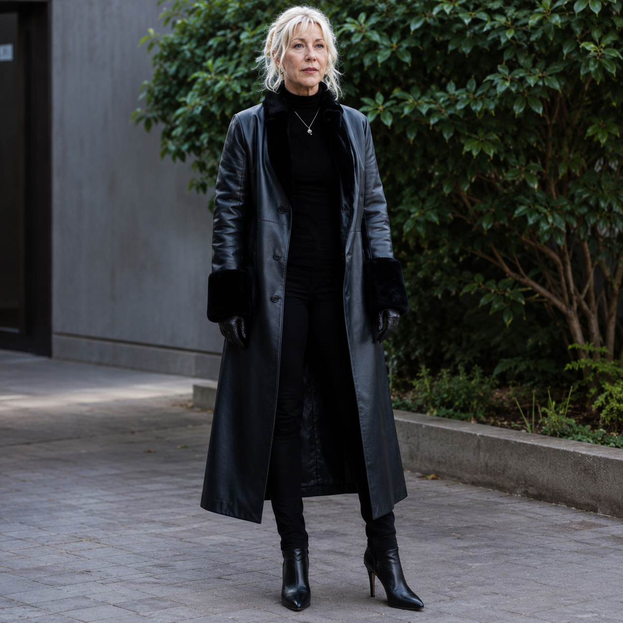Hollywood Jackets Helen Mirren MobLand S01 Maeve Black Leather Shearling Coat