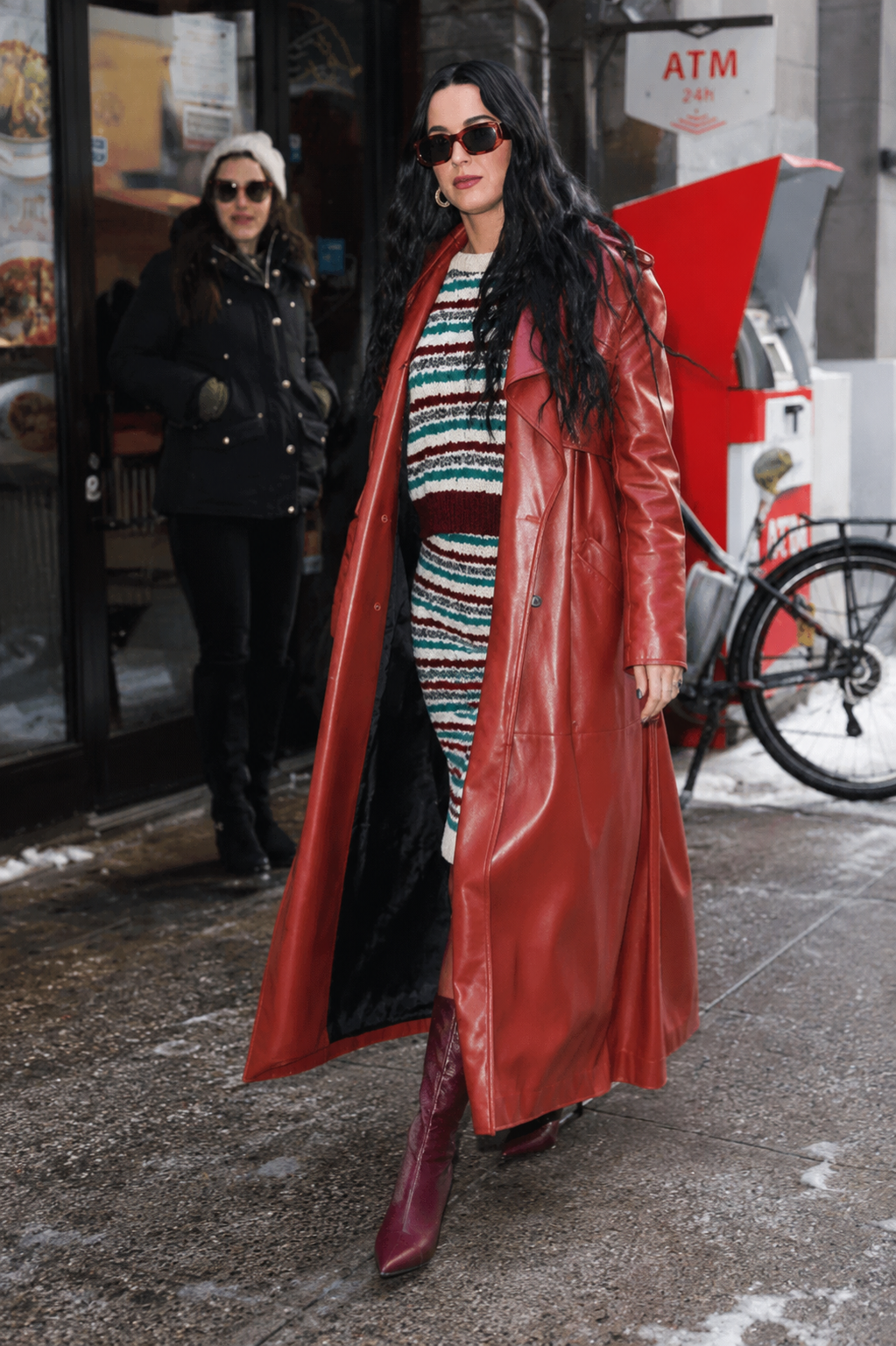 Hollywood jacket Katy Perry Red Leather Trench Coat