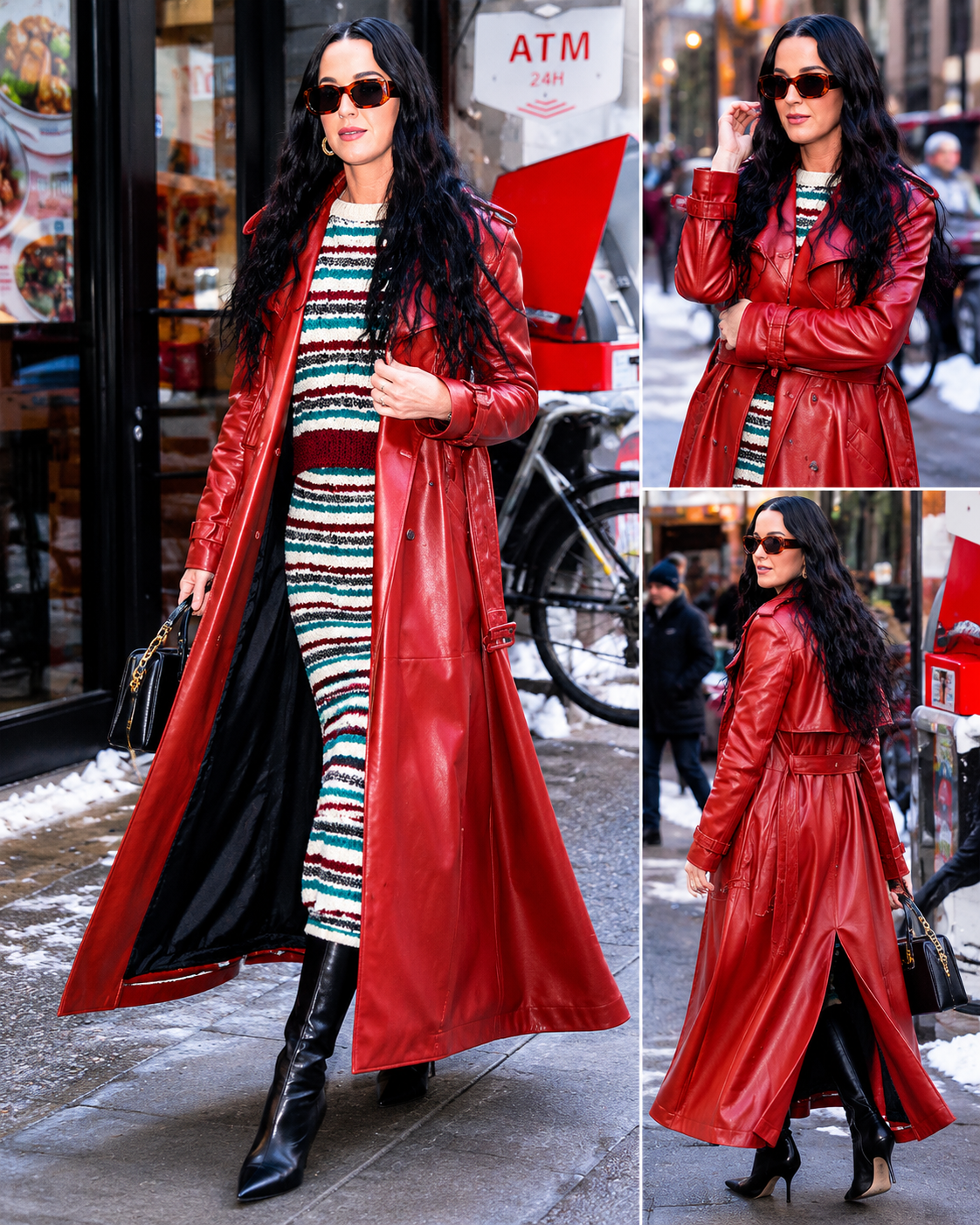 Hollywood jacket Katy Perry Red Leather Trench Coat