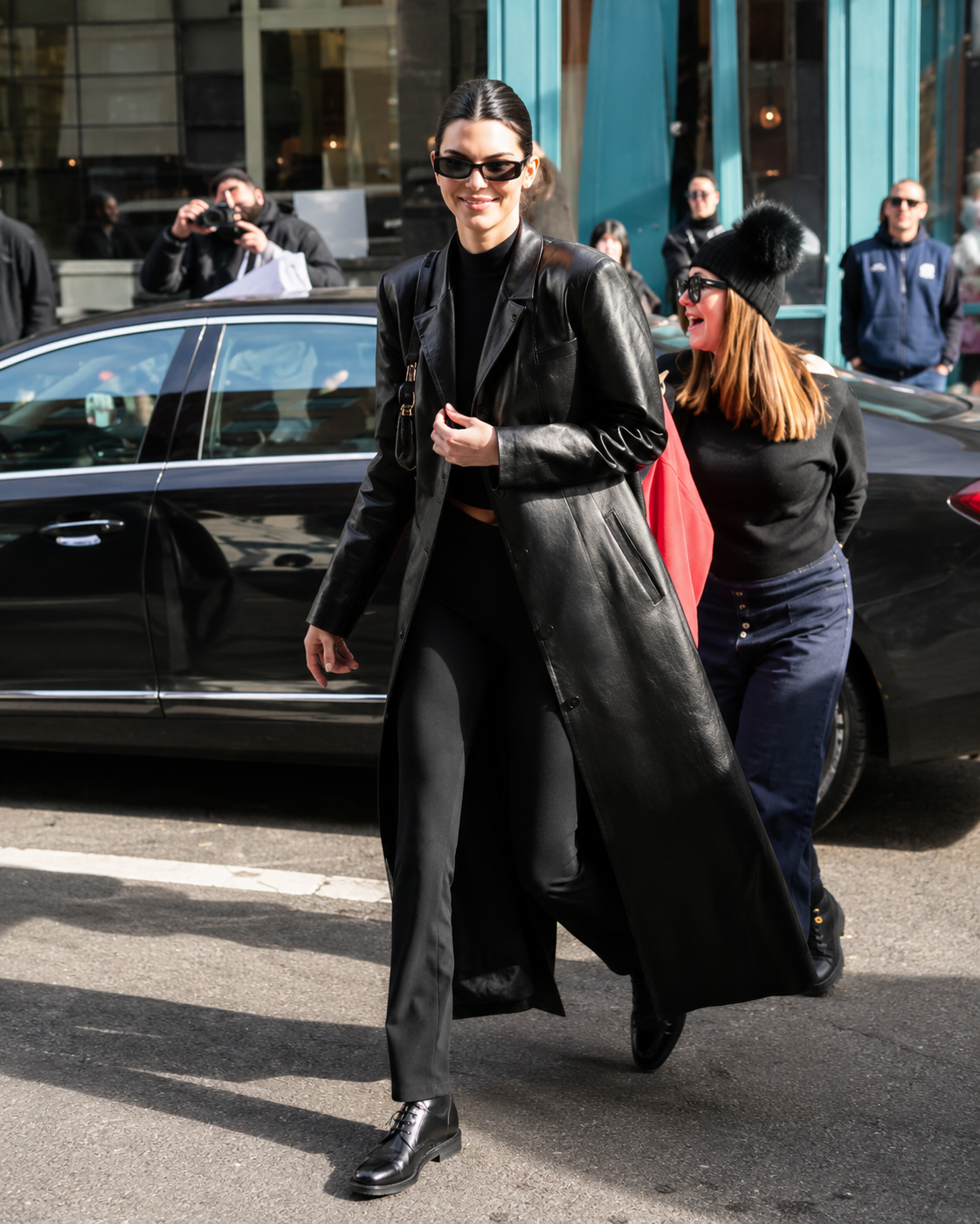 Hollywood Jackets Kendall Jenner Black Leather Long Coat