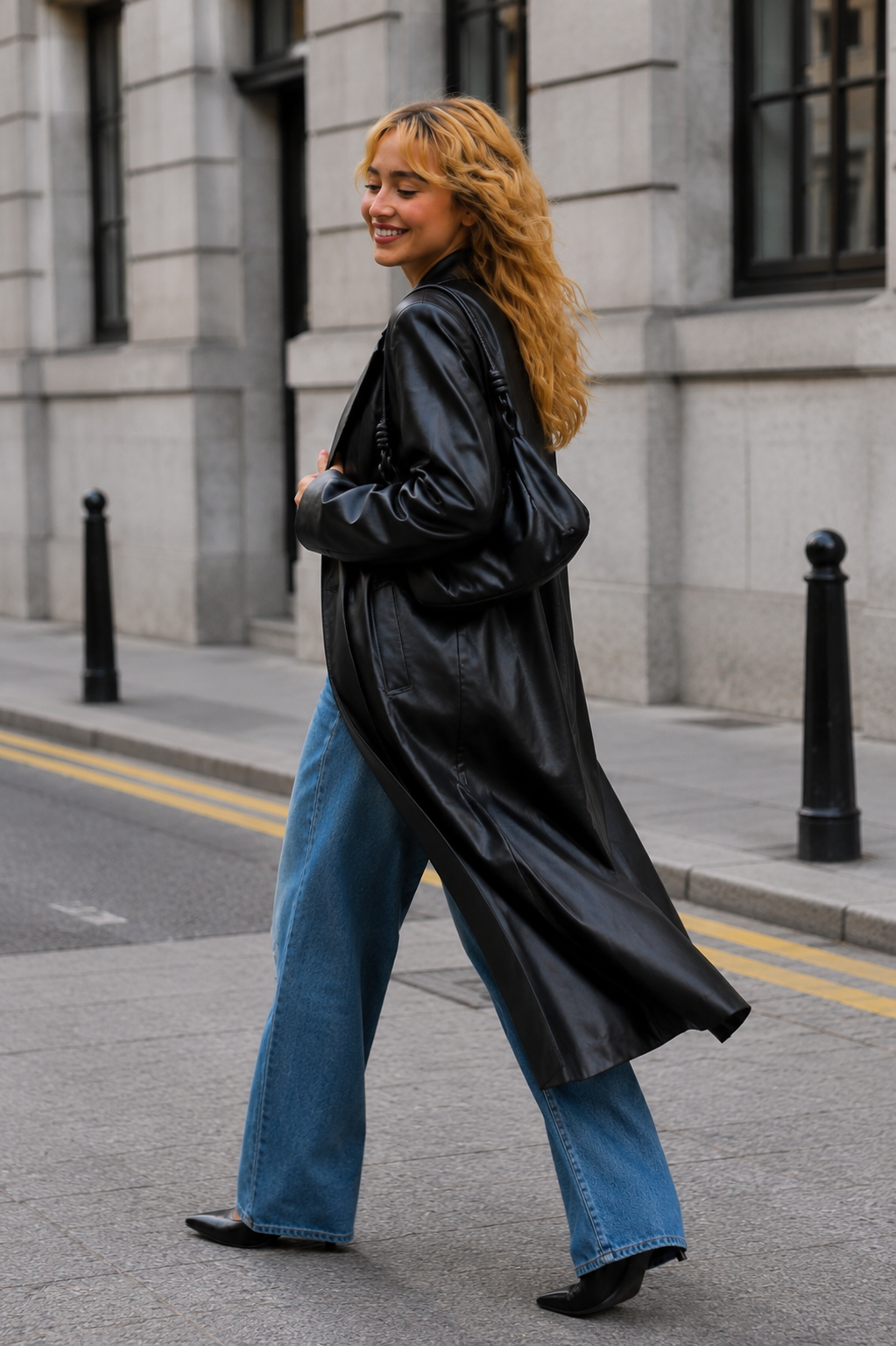 hollywood Jacket Sabrina Carpenter Black Leather Trench Coat