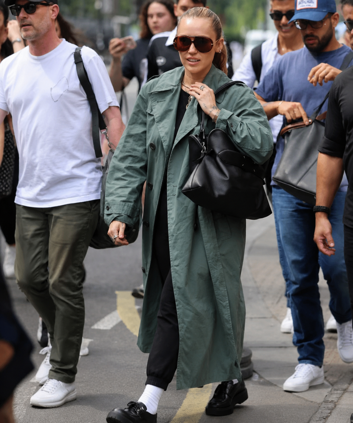 Hollywood Jacket Miley Cyrus 2025 Green Cotton Trench Coat