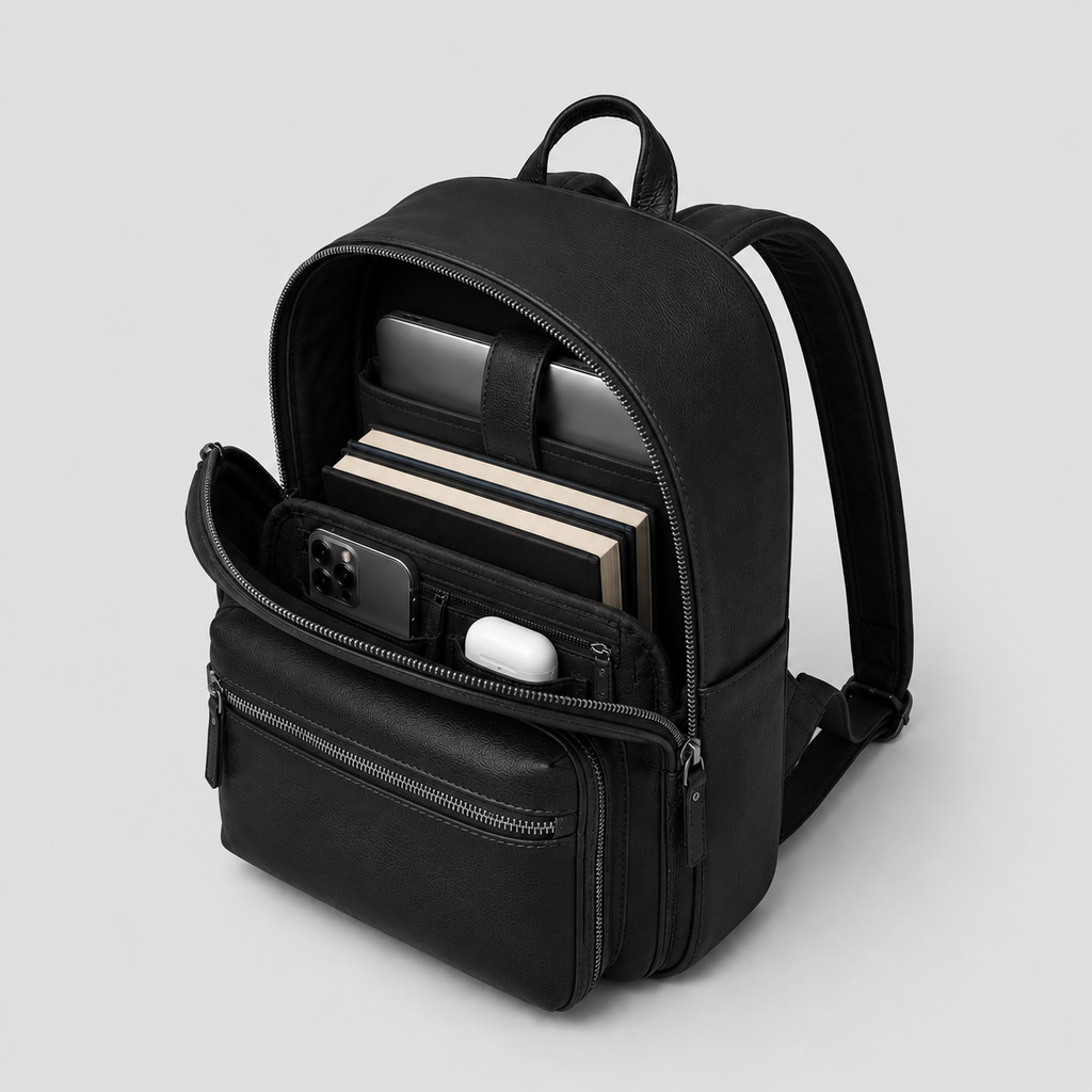 Hollywood Jacket Premium Black Leather Laptop Backpack | Luxury Business Travel Backpack