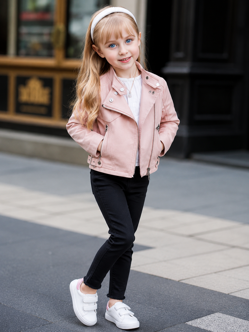 Hollywood Jacket Girls Pink Faux Leather Biker Jacket