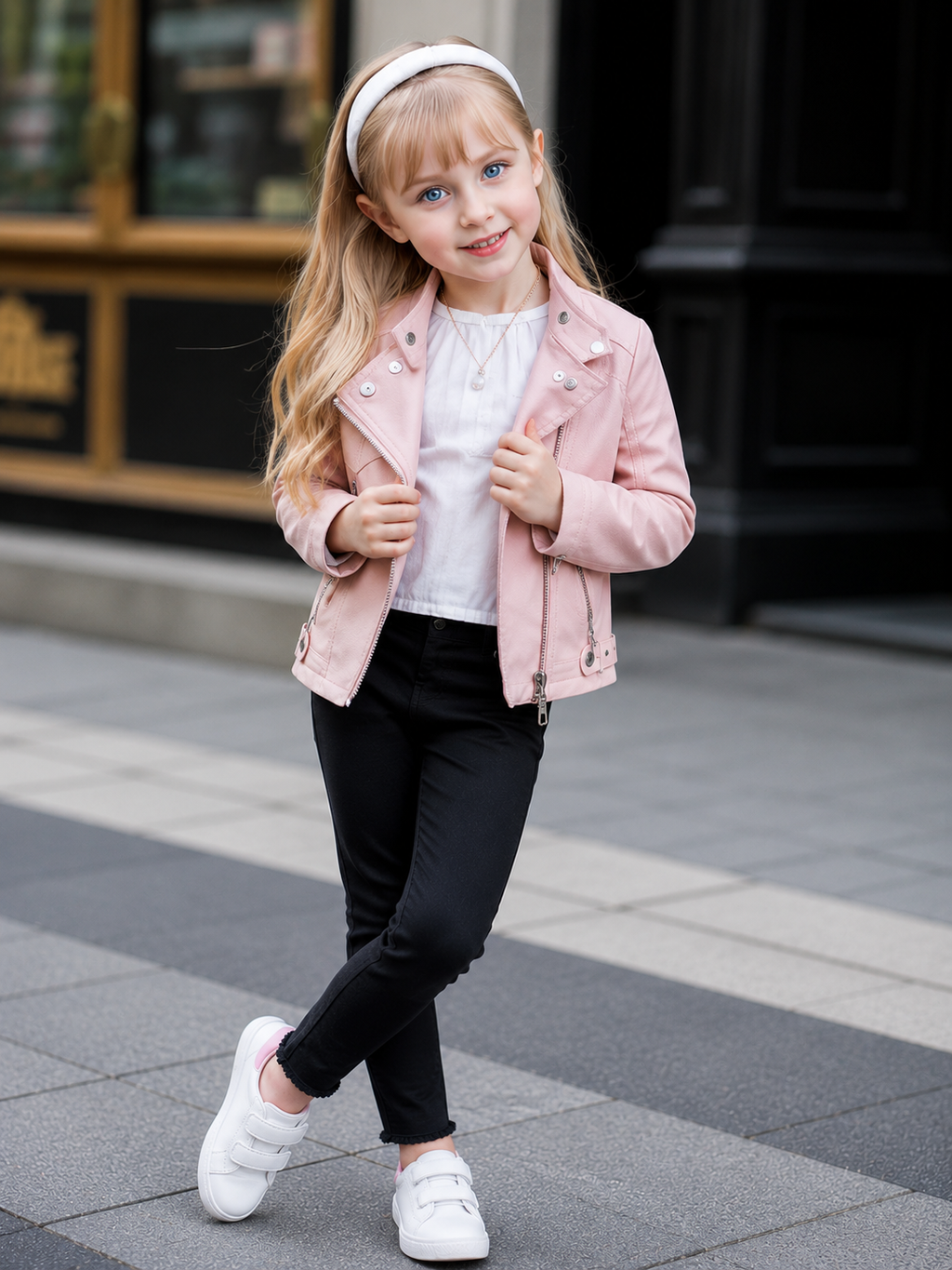 Hollywood Jacket Girls Pink Faux Leather Biker Jacket