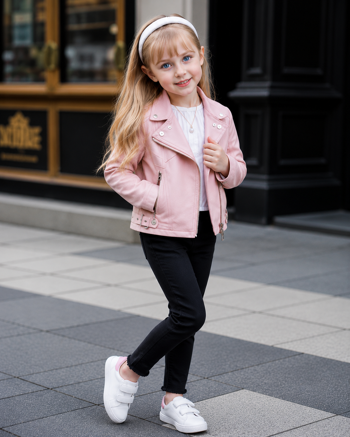 Hollywood Jacket Girls Pink Faux Leather Biker Jacket