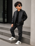 Hollywood Jacket Kids Black Faux Leather Bomber Jacket