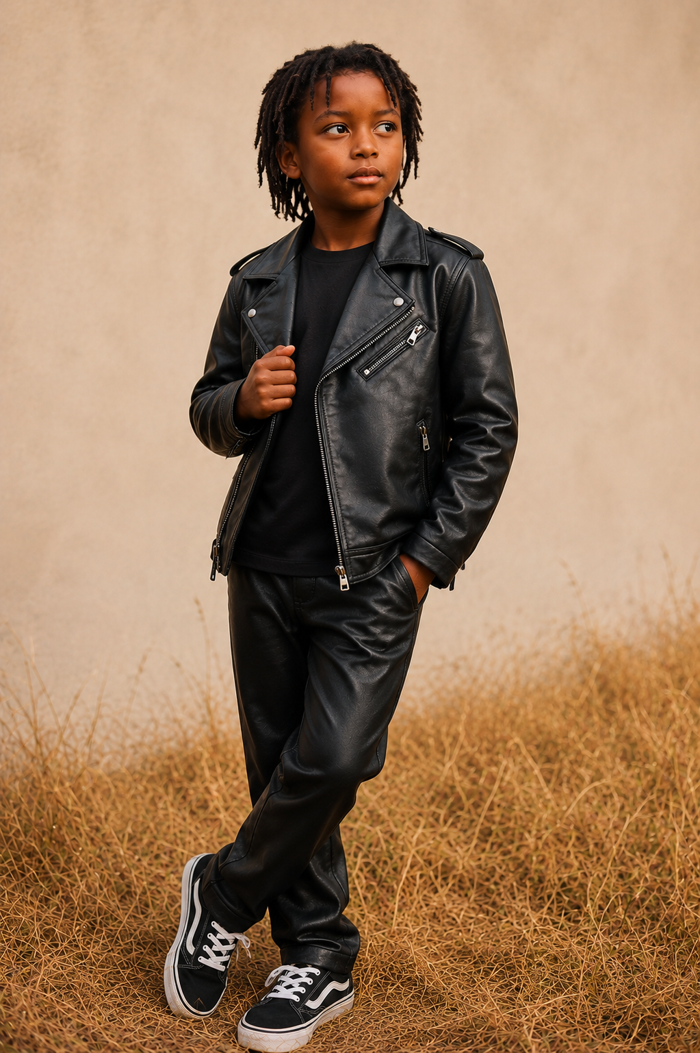 Hollywood Jacket Kids Black Faux Leather Biker Motorcycle Jacket
