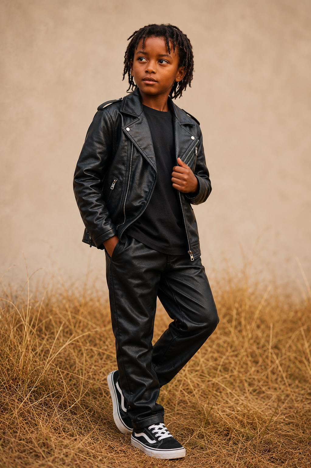 Hollywood Jacket Kids Black Faux Leather Biker Motorcycle Jacket