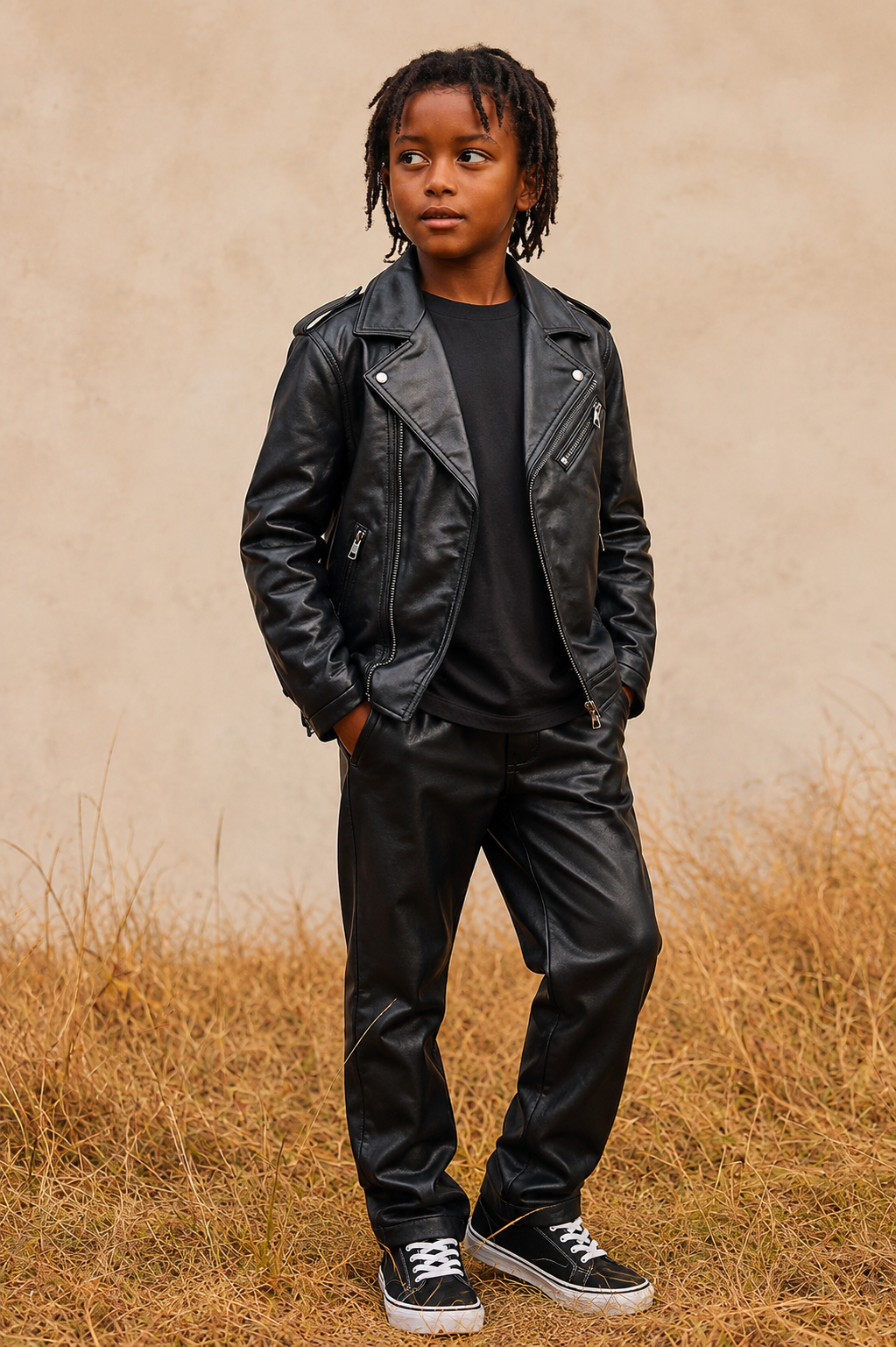 Hollywood Jacket Kids Black Faux Leather Biker Motorcycle Jacket