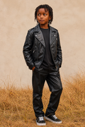 Hollywood Jacket Kids Black Faux Leather Biker Motorcycle Jacket